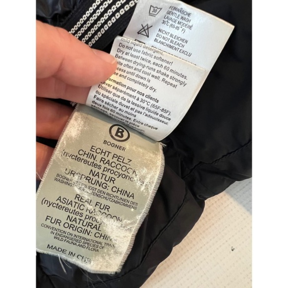 Bogner Fire + Ice Puffer Jacket Women US 8 Black Fur Trim Hood Down Fill - Picture 15 of 16
